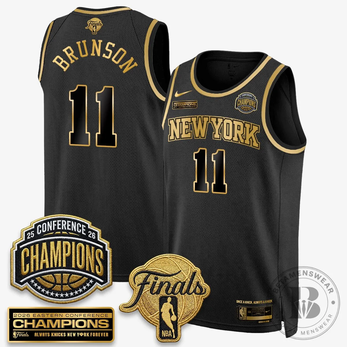 New York Knicks Jalen Brunson 2026 Champions Black Basketball Jersey