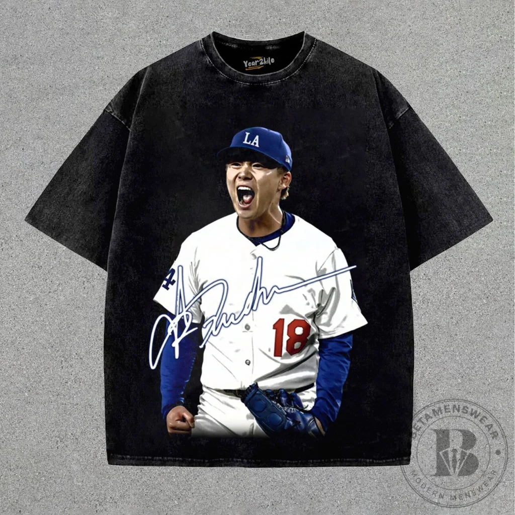 Yoshinobu Yamamoto Los Angeles Dodgers Baseball Player T-Shirt Yoshinobu Yamamoto Los Angeles Dodgers Baseball Player T-Shirt