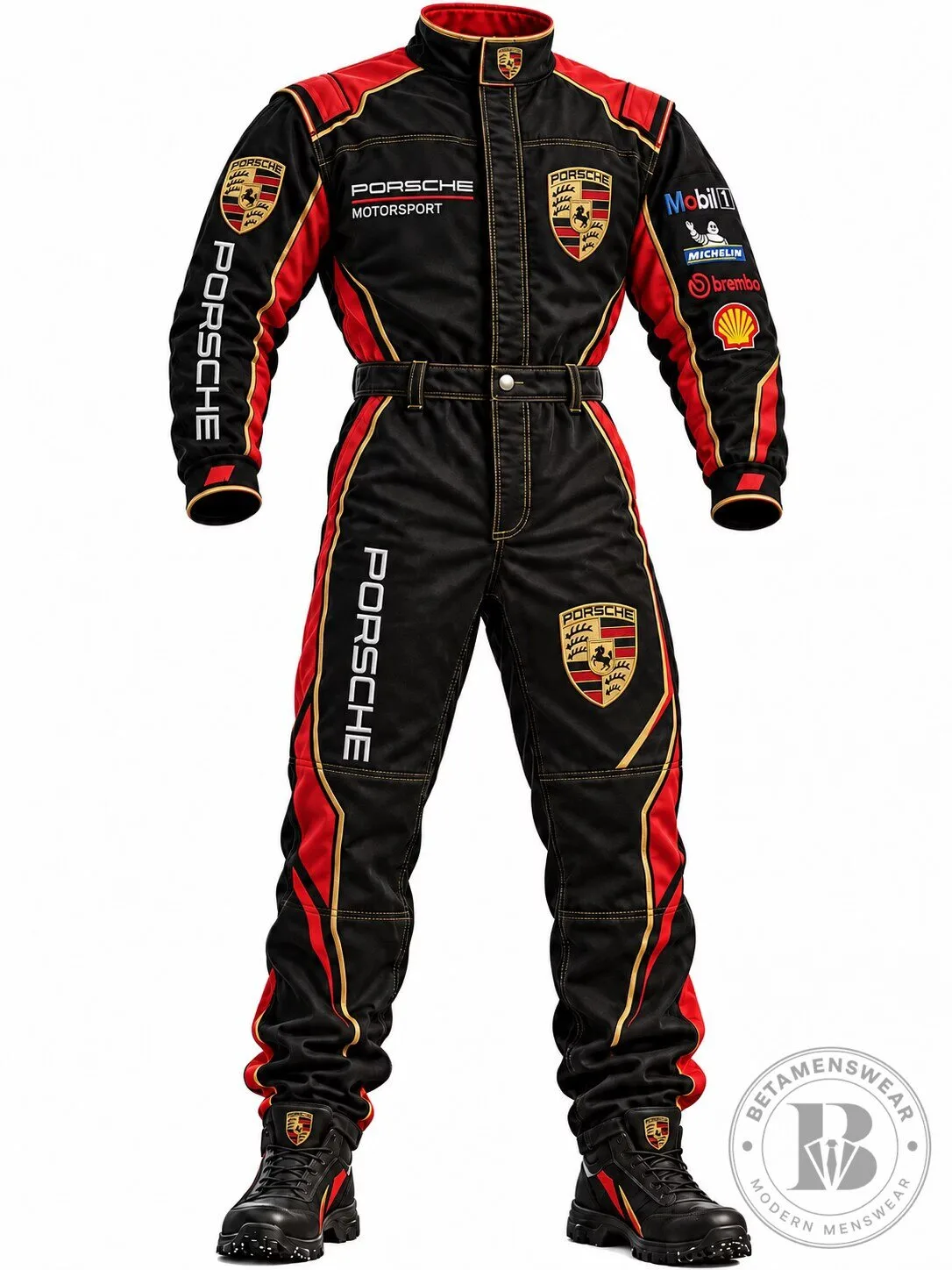 Porsche Motorsport Racing Jumpsuit with Contrast Trim and Sponsor Logos