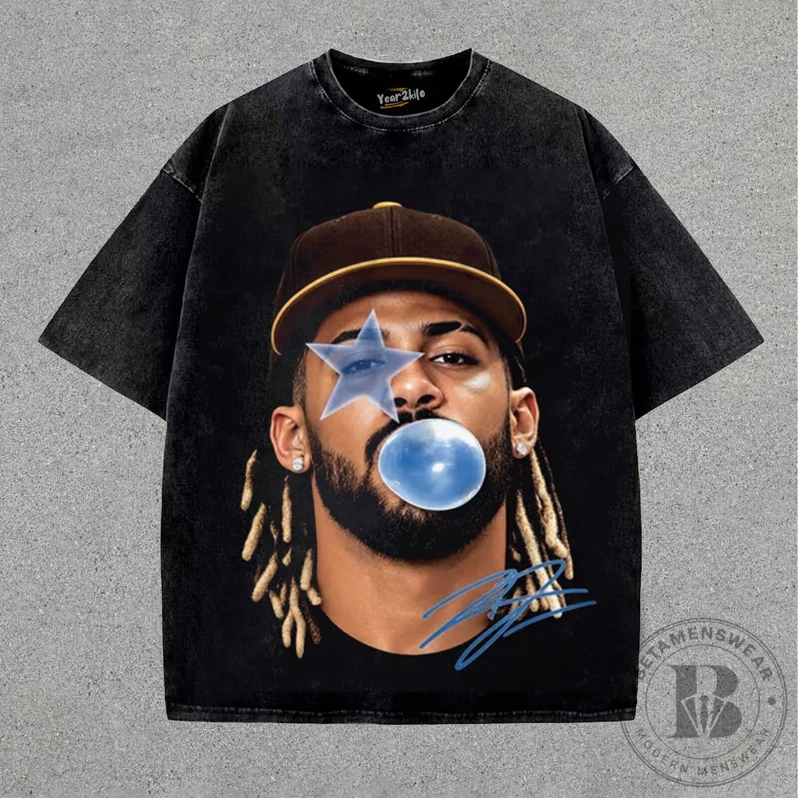 All-Star Baseball Player T-Shirt featuring Fernando Tatis Jr. with Bubble Gum Design