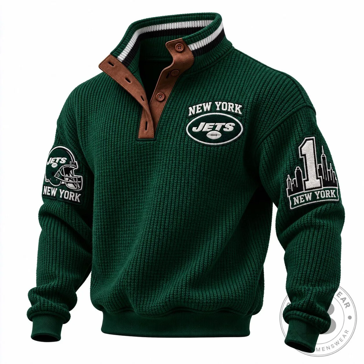 New York Jets Football Team Quarter-Zip Pullover Sweatshirt for Men