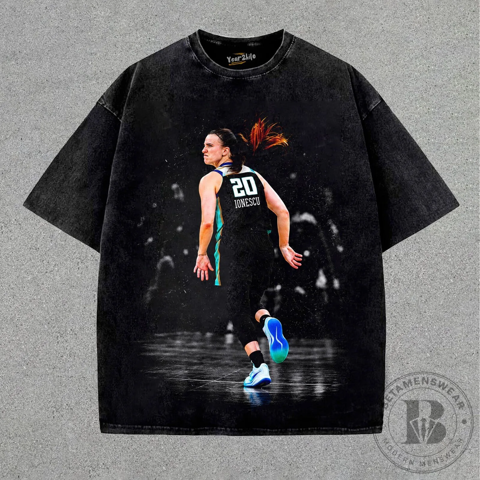 Sabrina Ionescu New York Liberty Basketball Player Vintage Washed T-Shirt