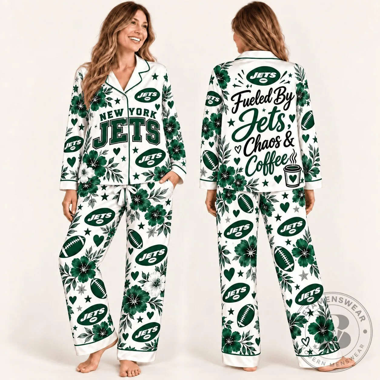 New York Jets Fueled By Jets Chaos And Coffee Pajamas Set