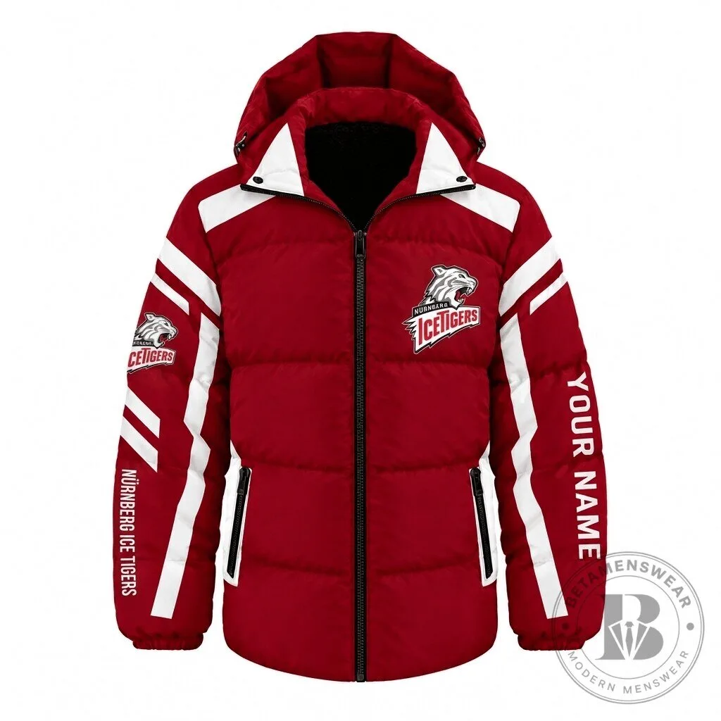Nürnberg Ice Tigers DEL Hockey Team Custom Name Winter Puffer Jacket