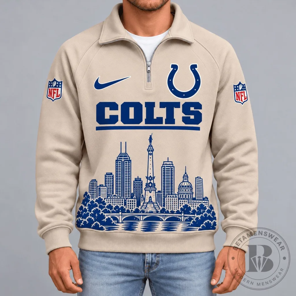 Indianapolis Colts NFL Cityscape Vintage Quarter-Zip Sweatshirt Indianapolis Colts NFL Cityscape Vintage Quarter-Zip Sweatshirt