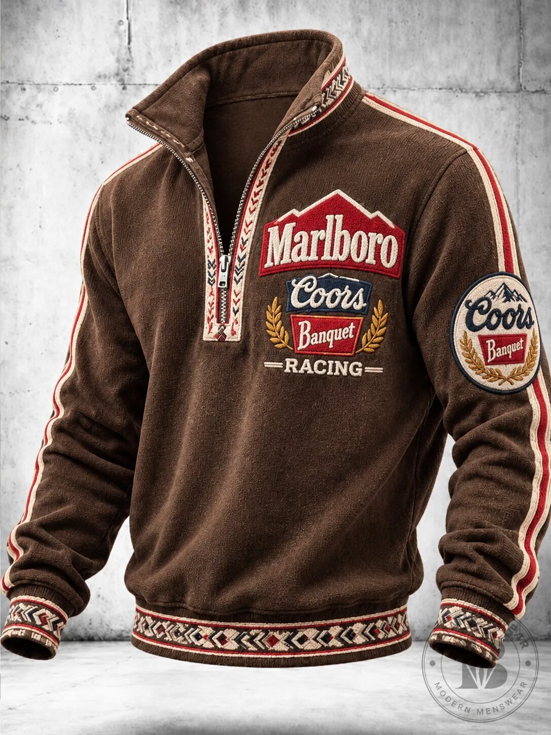 Marlboro Coors Banquet Racing Embroidered Half-Zip Fleece Sweatshirt