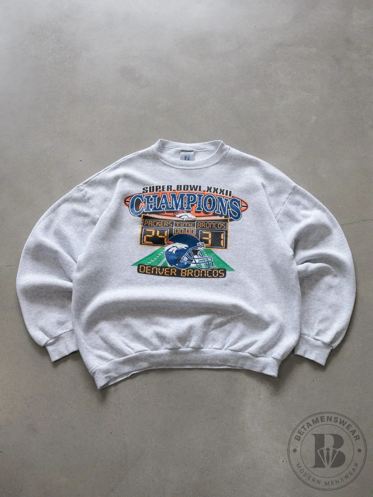 Super Bowl XXXII Champions Denver Broncos Vintage Grey Sweatshirt