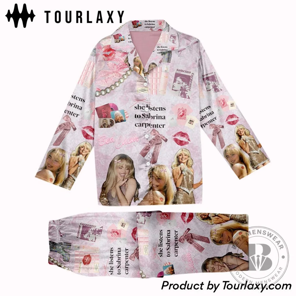Sabrina Carpenter Sweet Short Album Pink Pajamas Set 8 Sabrina Carpenter Sweet Short Album Pink Pajamas Set