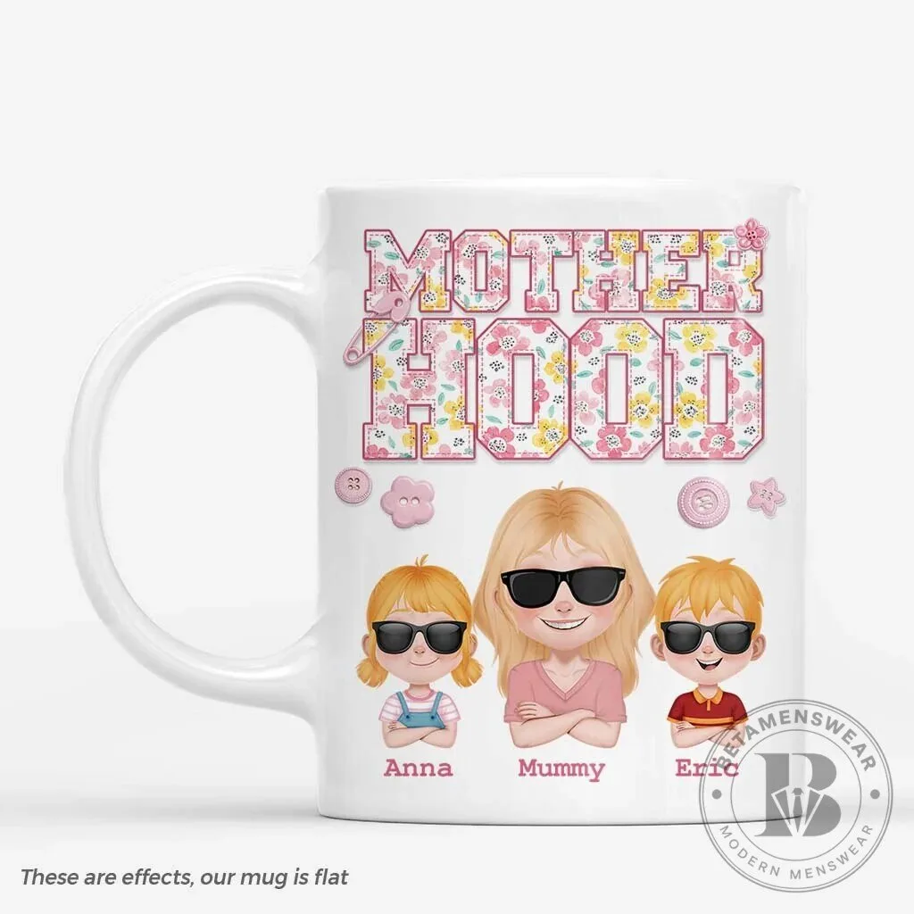 Personalized Motherhood Floral Pattern Coffee Mug for Mom with Children's Names