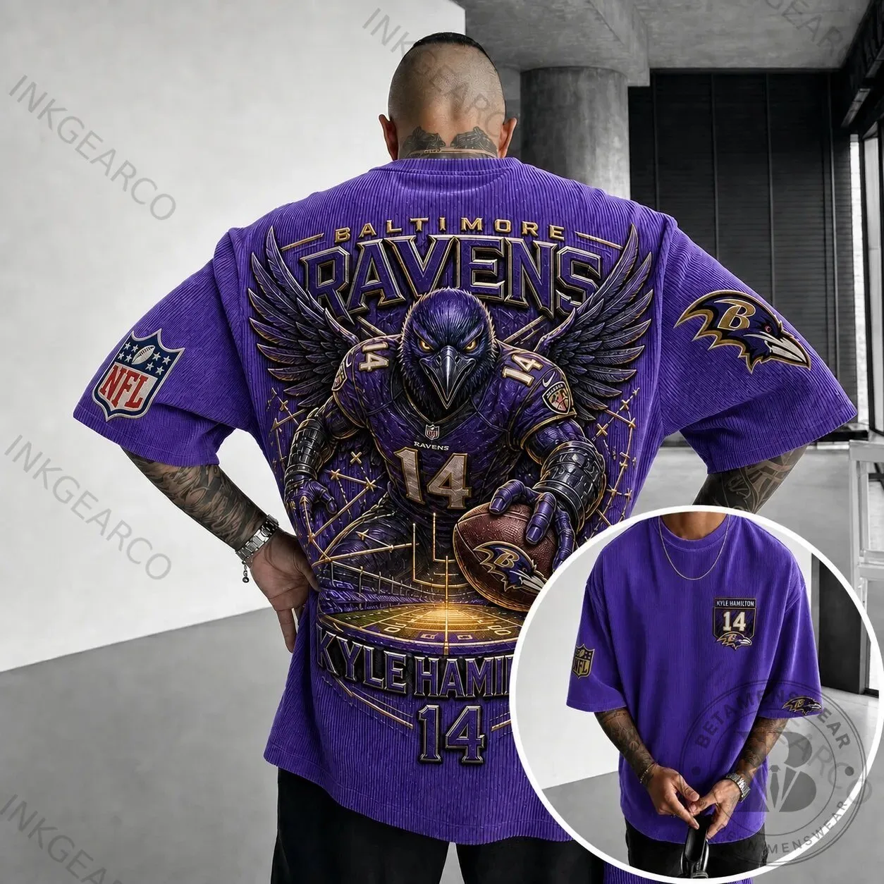 Baltimore Ravens Kyle Hamilton NFL Football Team Fan Purple T-Shirt