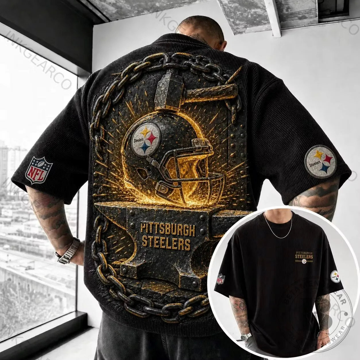 Pittsburgh Steelers Football Helmet Anvil Short-Sleeve T-Shirt