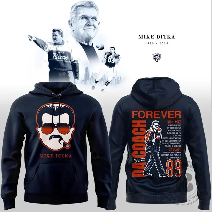 Mike Ditka Chicago Bears Football Legend Da Coach Tribute Hoodie