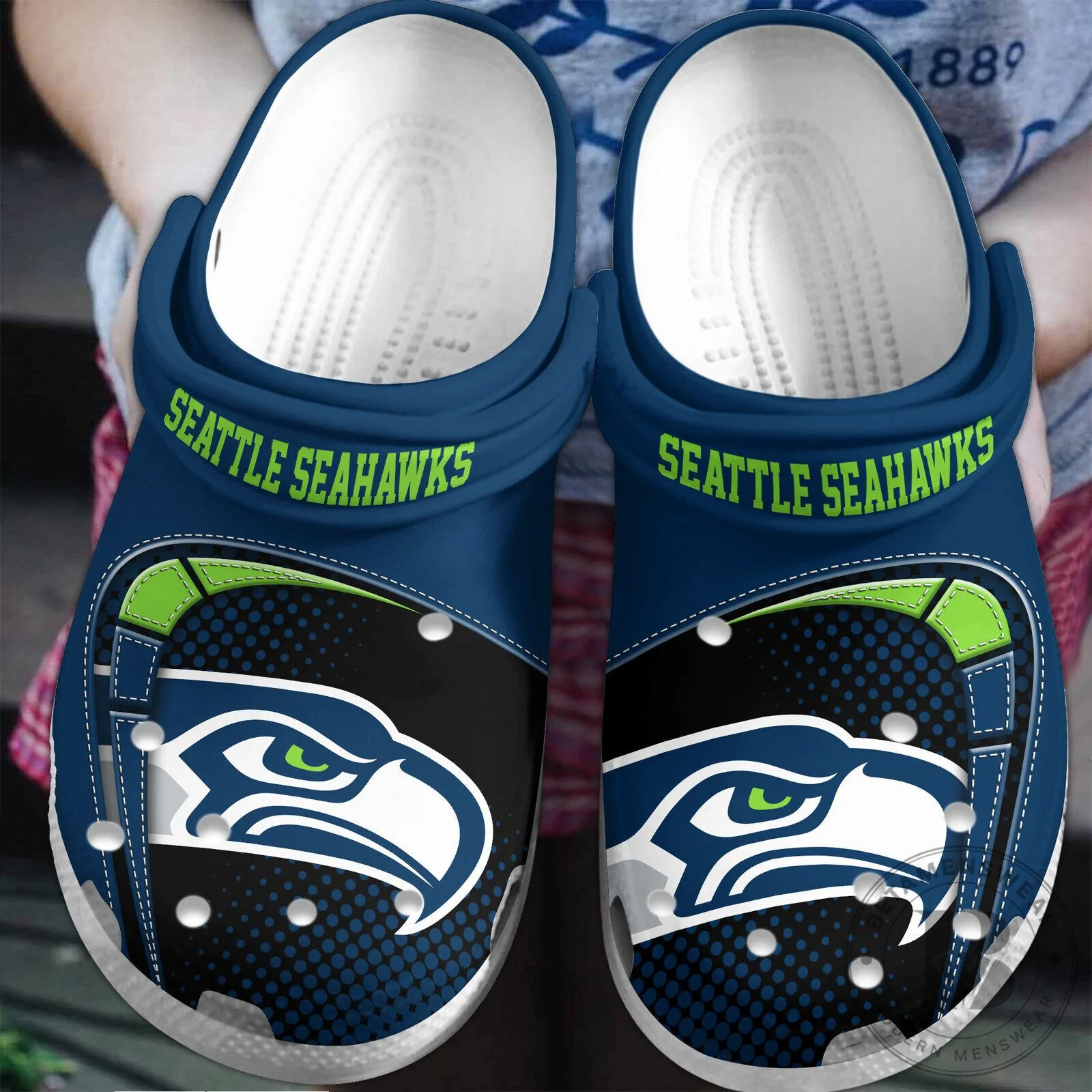 Seattle Seahawks NFL Football Team Logo Blue Crocs Shoes