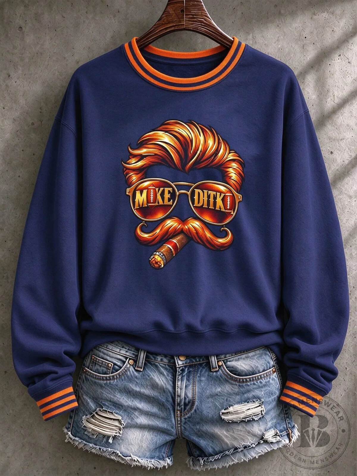 Mike Ditka Chicago Football Coach Mustache Sunglasses Graphic Sweatshirt
