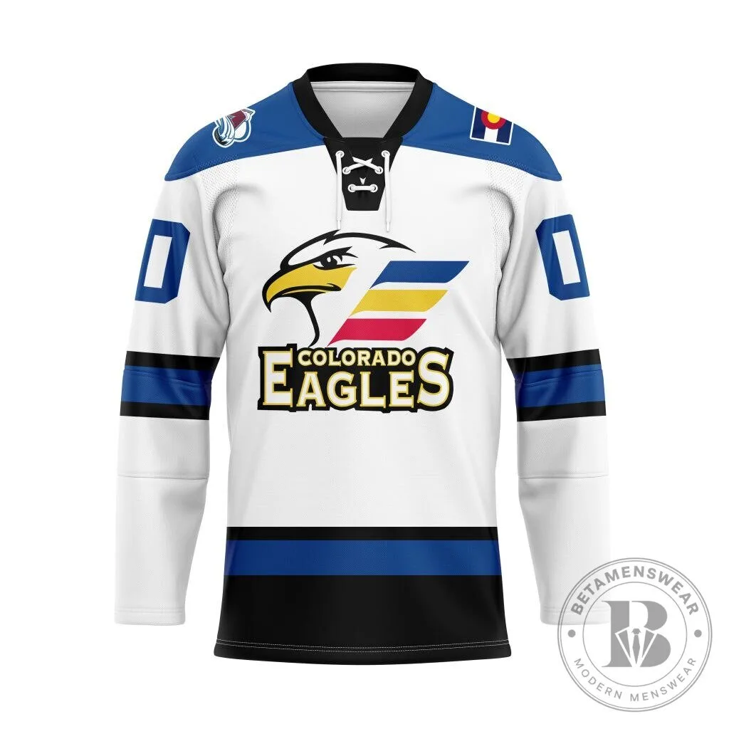 Colorado Eagles AHL Hockey Team White Lace Up Fan Jersey