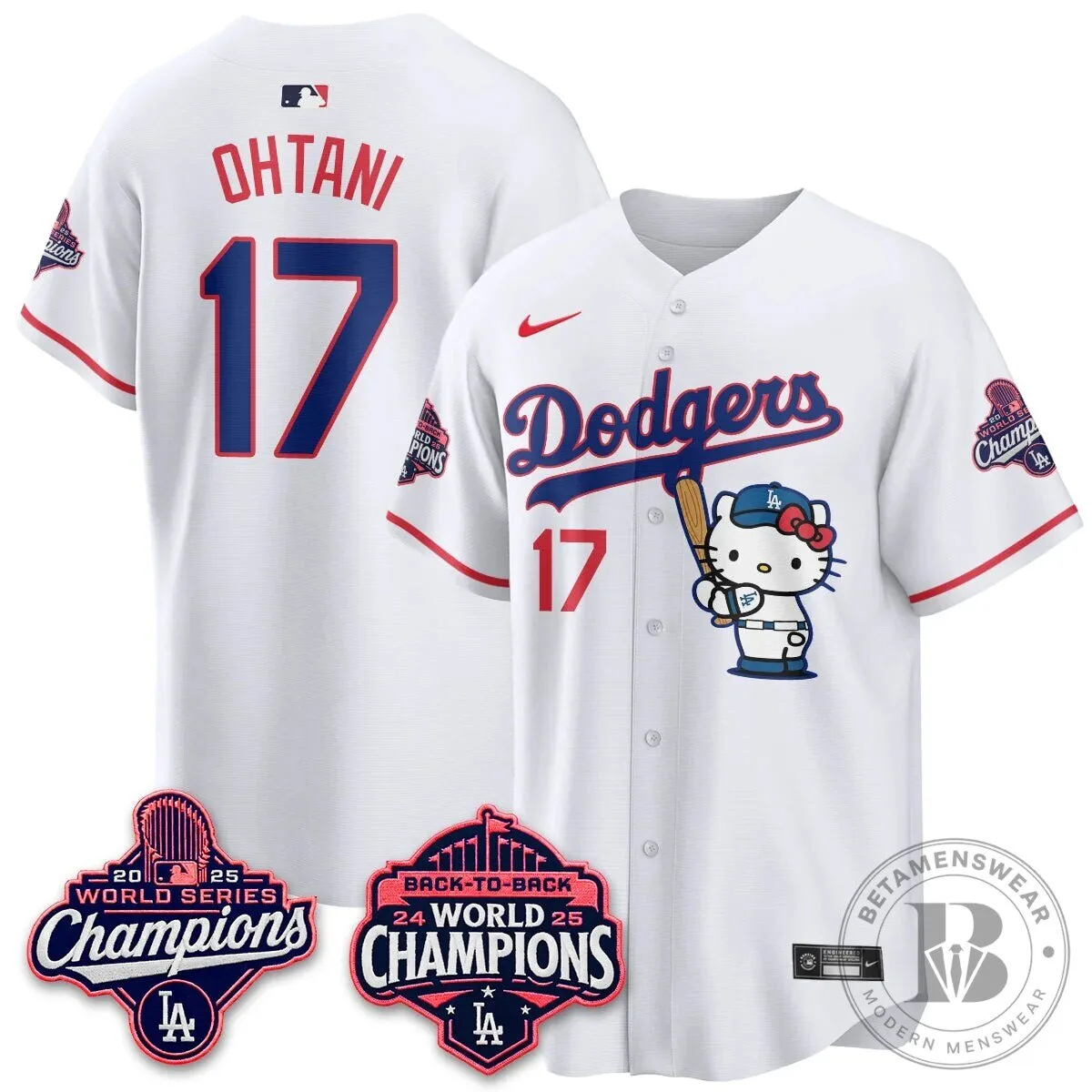 Shohei Ohtani Los Angeles Dodgers Hello Kitty 2025 World Series Champions Baseball Jersey