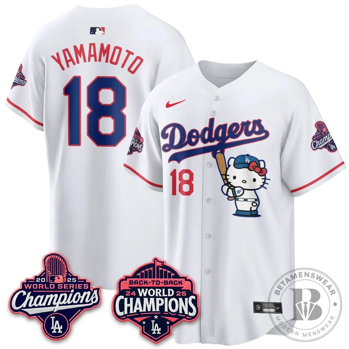 Shohei Ohtani Los Angeles Dodgers Hello Kitty 2025 World Series Champions Baseball Jersey 61 Shohei Ohtani Los Angeles Dodgers Hello Kitty 2025 World Series Champions Baseball Jersey