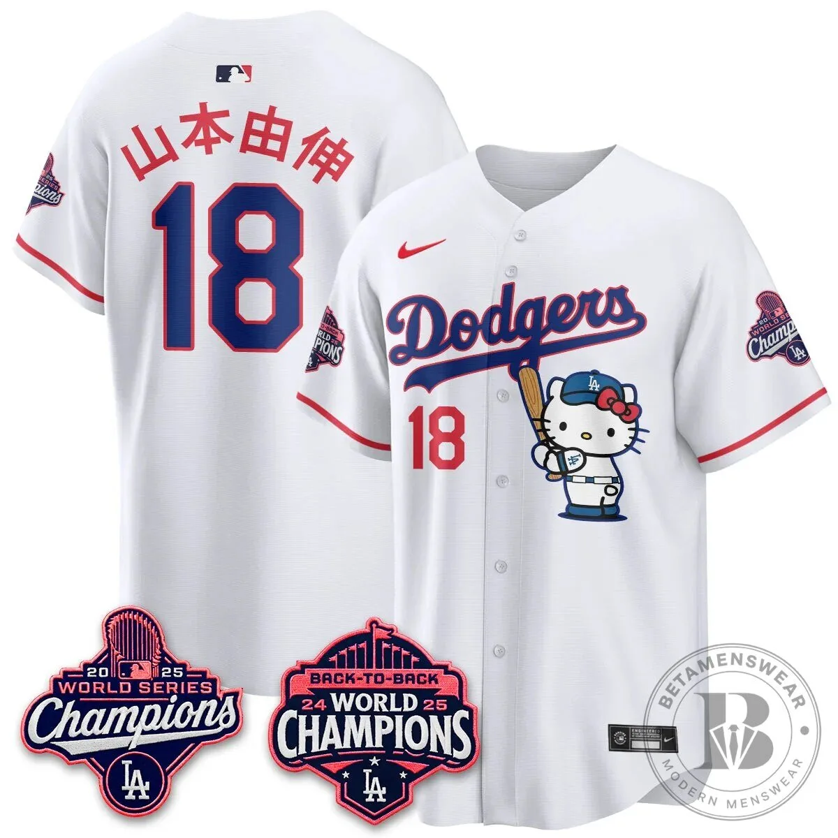 Shohei Ohtani Los Angeles Dodgers Hello Kitty 2025 World Series Champions Baseball Jersey 62 Shohei Ohtani Los Angeles Dodgers Hello Kitty 2025 World Series Champions Baseball Jersey