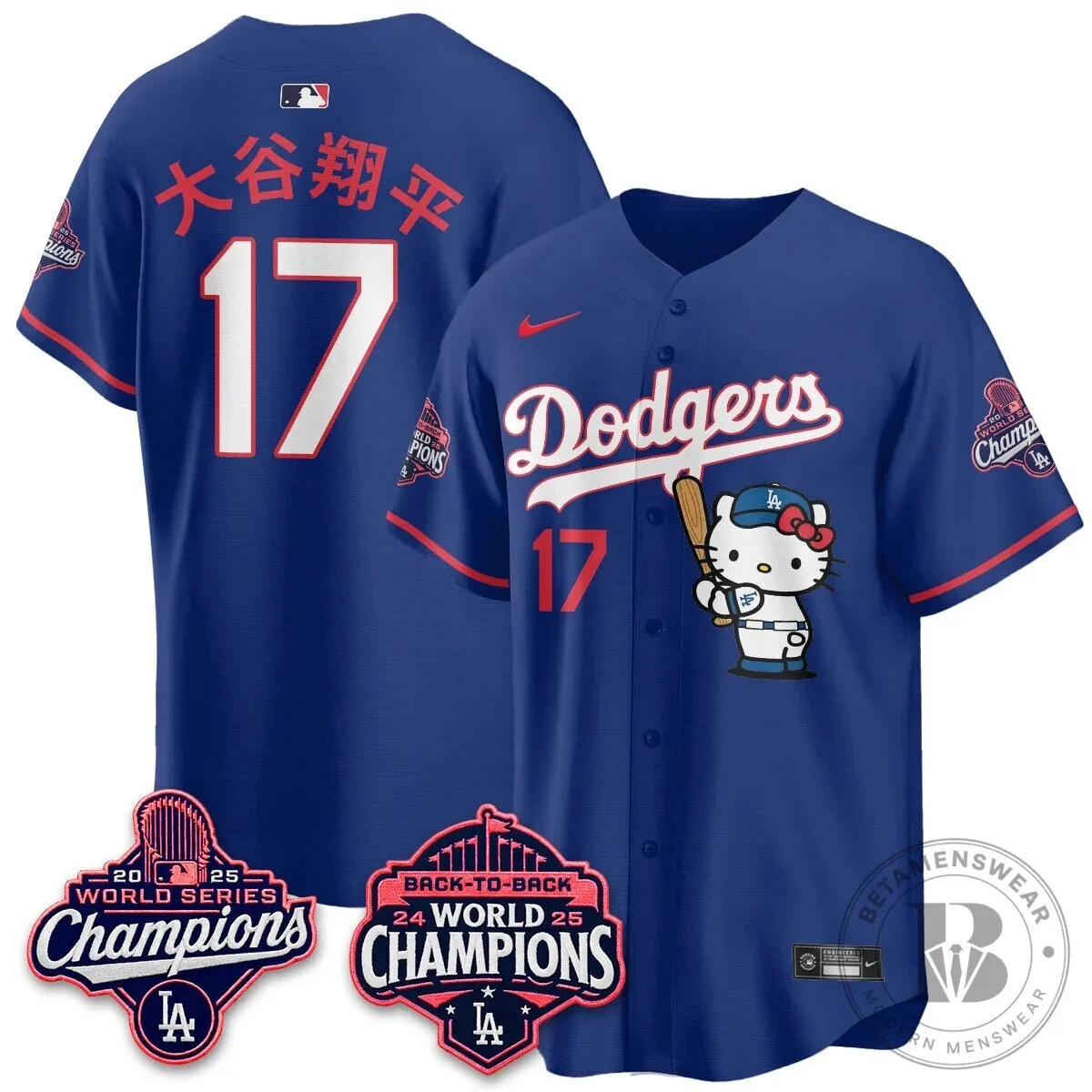 Shohei Ohtani Los Angeles Dodgers Hello Kitty 2025 World Series Champions Baseball Jersey 70 Shohei Ohtani Los Angeles Dodgers Hello Kitty 2025 World Series Champions Baseball Jersey