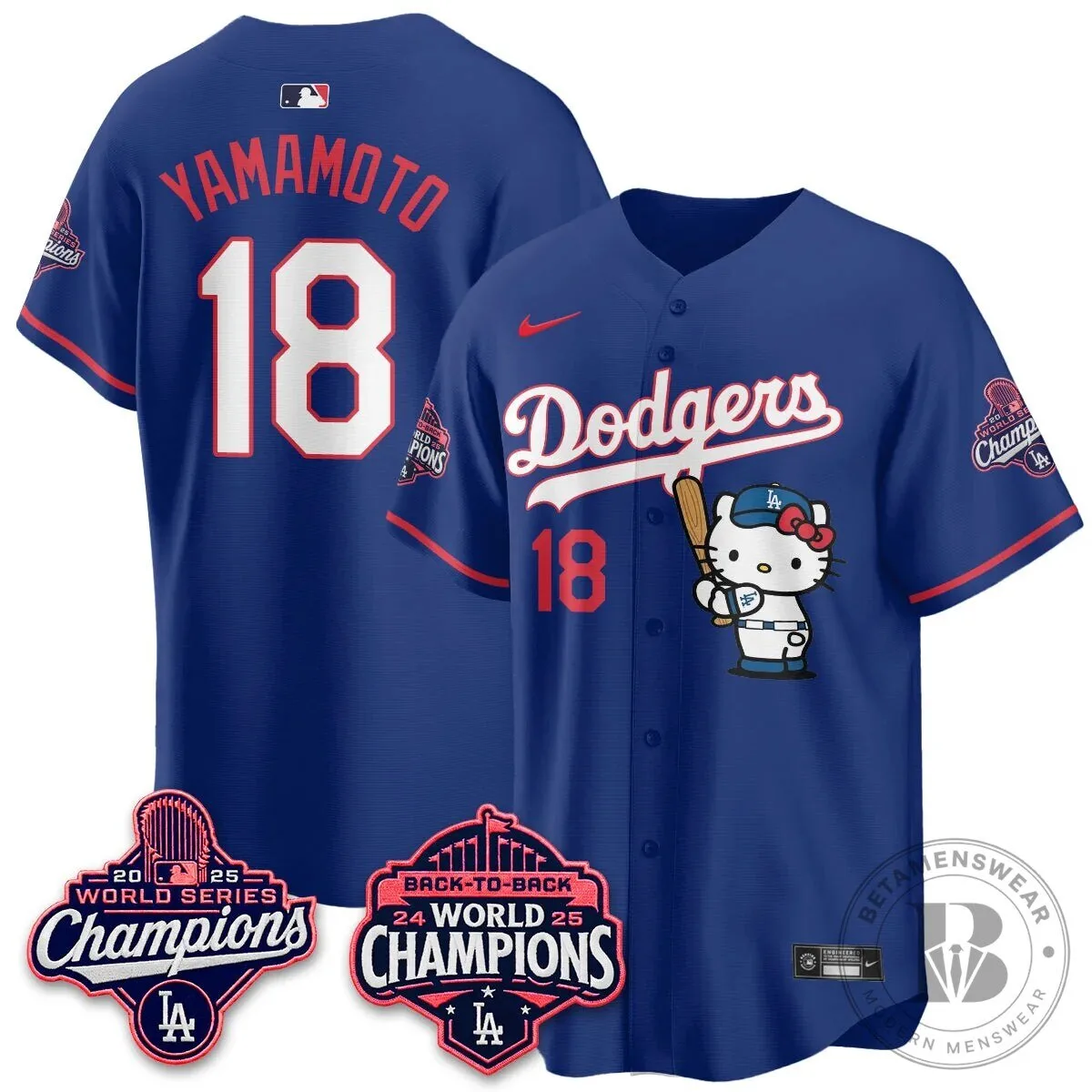 Shohei Ohtani Los Angeles Dodgers Hello Kitty 2025 World Series Champions Baseball Jersey 72 Shohei Ohtani Los Angeles Dodgers Hello Kitty 2025 World Series Champions Baseball Jersey