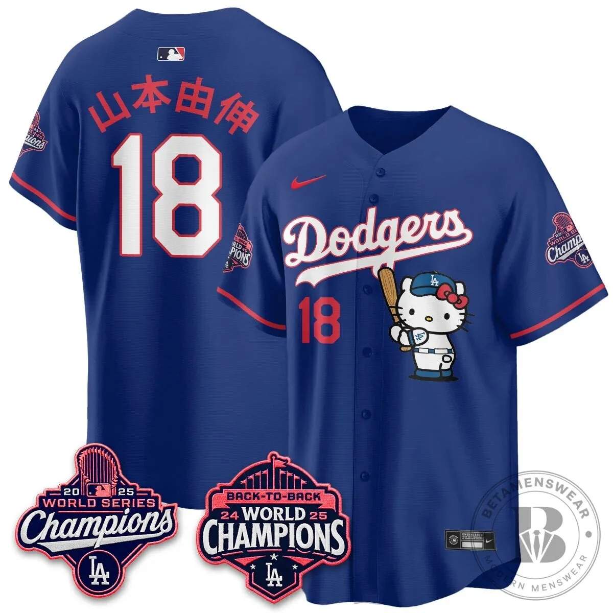 Shohei Ohtani Los Angeles Dodgers Hello Kitty 2025 World Series Champions Baseball Jersey 73 Shohei Ohtani Los Angeles Dodgers Hello Kitty 2025 World Series Champions Baseball Jersey
