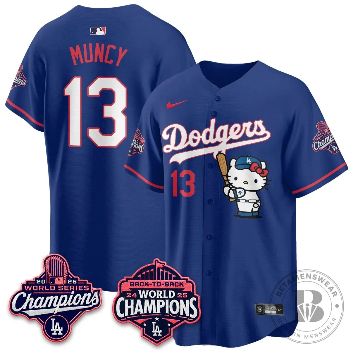 Shohei Ohtani Los Angeles Dodgers Hello Kitty 2025 World Series Champions Baseball Jersey 76 Shohei Ohtani Los Angeles Dodgers Hello Kitty 2025 World Series Champions Baseball Jersey