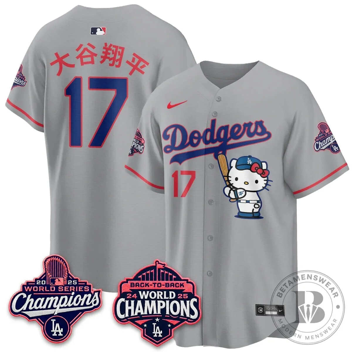 Shohei Ohtani Los Angeles Dodgers Hello Kitty 2025 World Series Champions Baseball Jersey 81 Shohei Ohtani Los Angeles Dodgers Hello Kitty 2025 World Series Champions Baseball Jersey