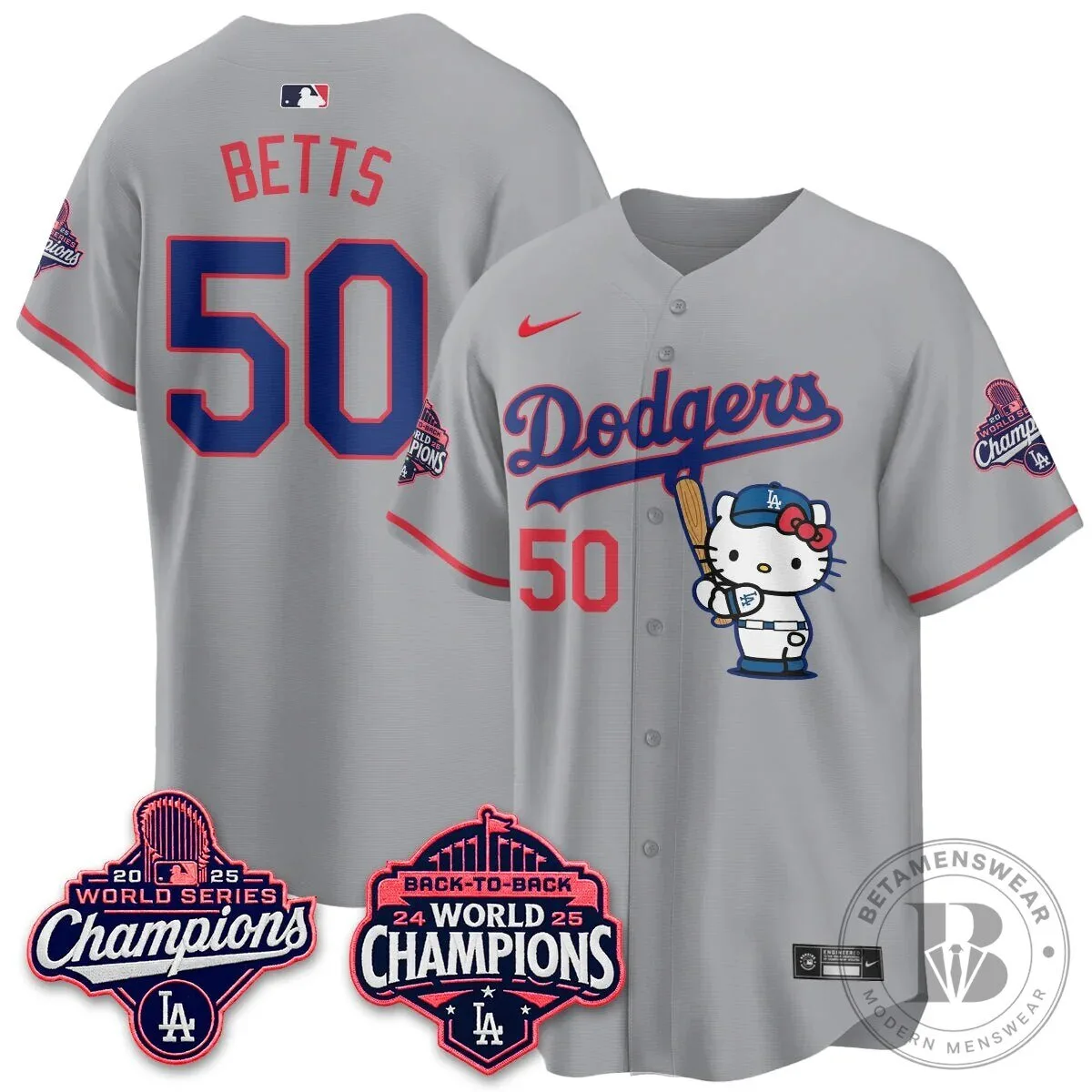 Shohei Ohtani Los Angeles Dodgers Hello Kitty 2025 World Series Champions Baseball Jersey 82 Shohei Ohtani Los Angeles Dodgers Hello Kitty 2025 World Series Champions Baseball Jersey