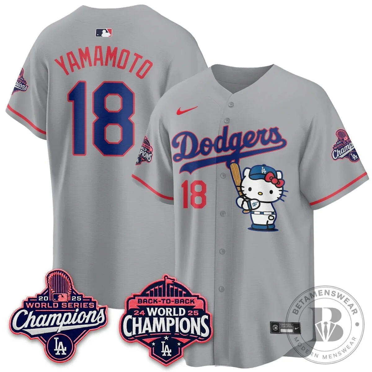 Shohei Ohtani Los Angeles Dodgers Hello Kitty 2025 World Series Champions Baseball Jersey 83 Shohei Ohtani Los Angeles Dodgers Hello Kitty 2025 World Series Champions Baseball Jersey