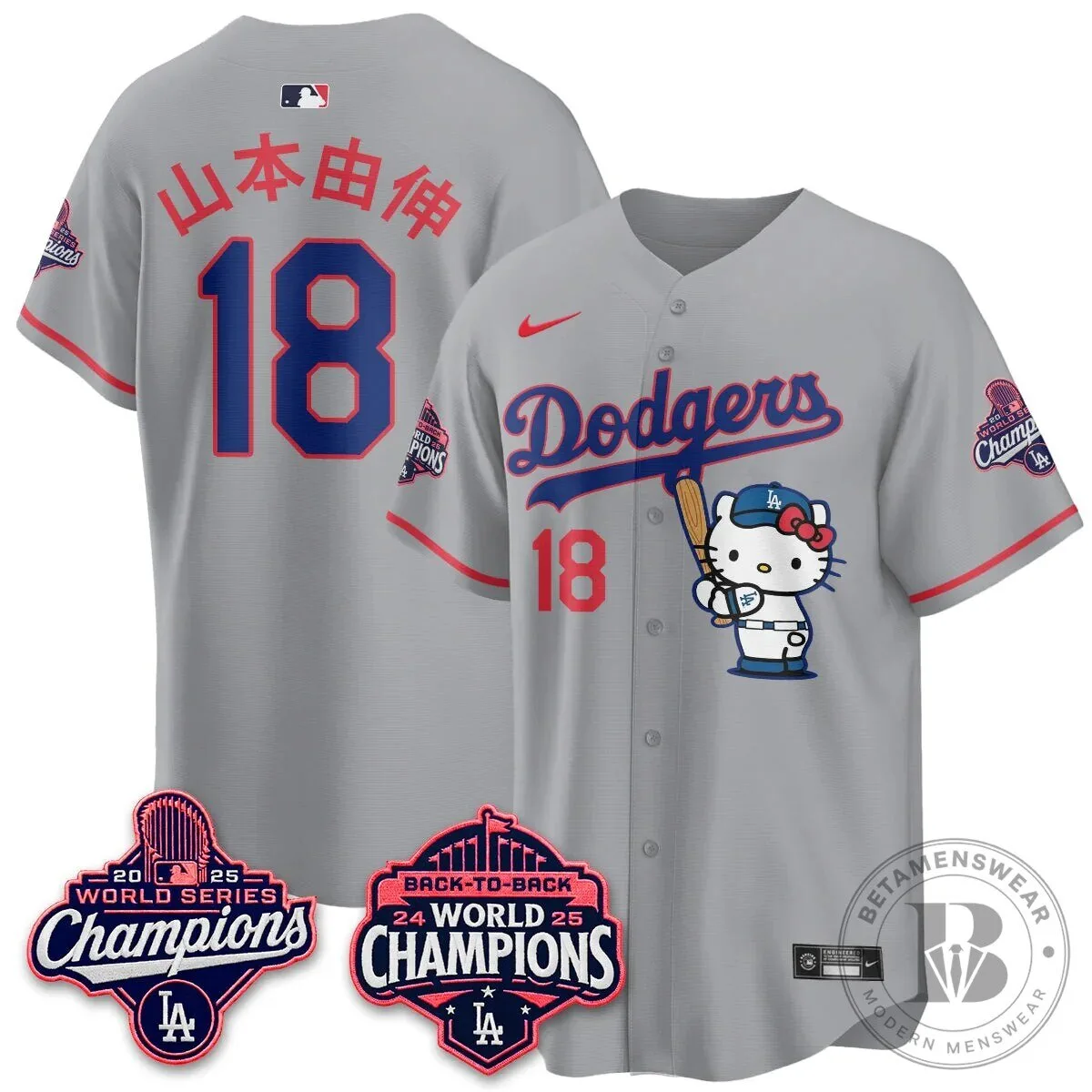 Shohei Ohtani Los Angeles Dodgers Hello Kitty 2025 World Series Champions Baseball Jersey 84 Shohei Ohtani Los Angeles Dodgers Hello Kitty 2025 World Series Champions Baseball Jersey