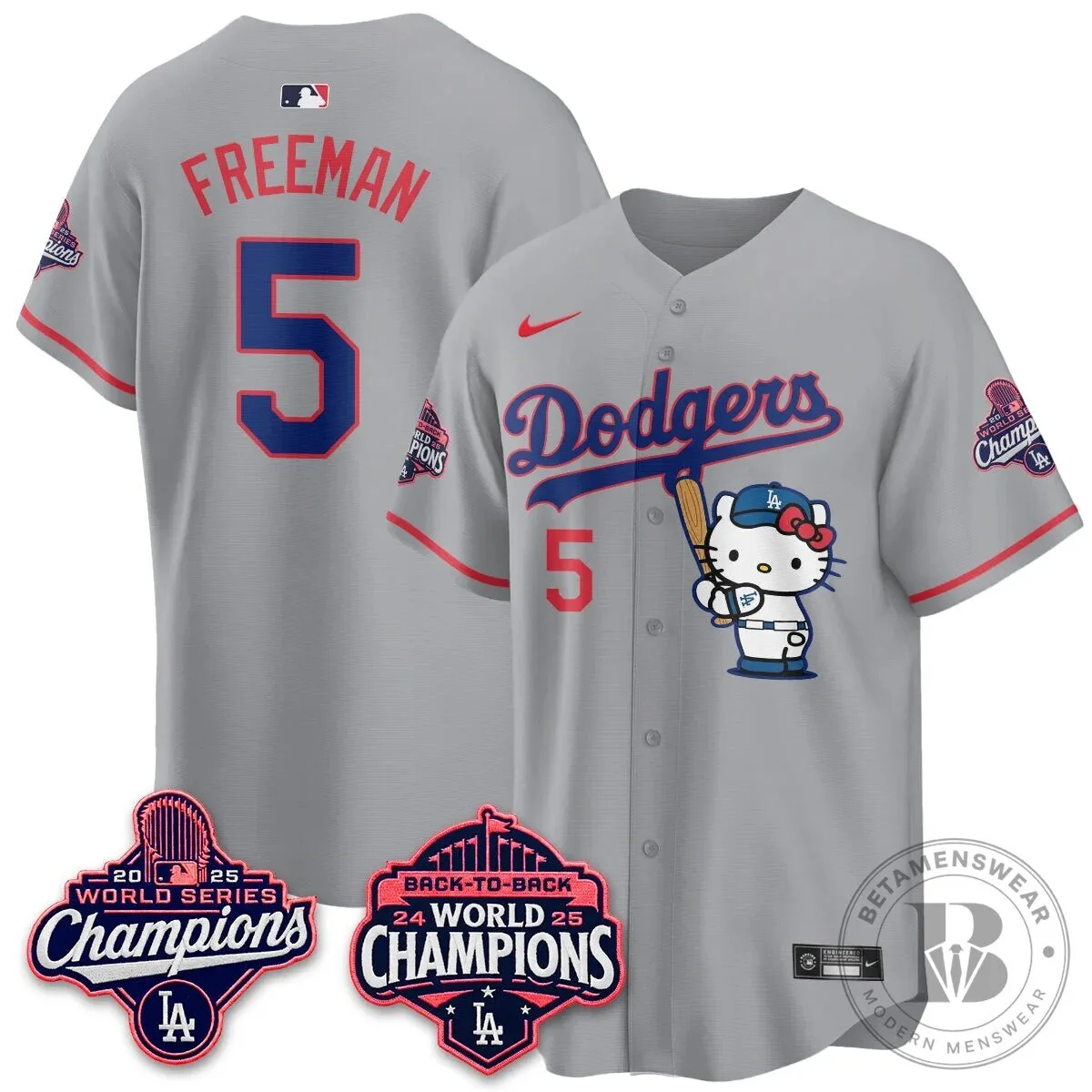 Shohei Ohtani Los Angeles Dodgers Hello Kitty 2025 World Series Champions Baseball Jersey 85 Shohei Ohtani Los Angeles Dodgers Hello Kitty 2025 World Series Champions Baseball Jersey