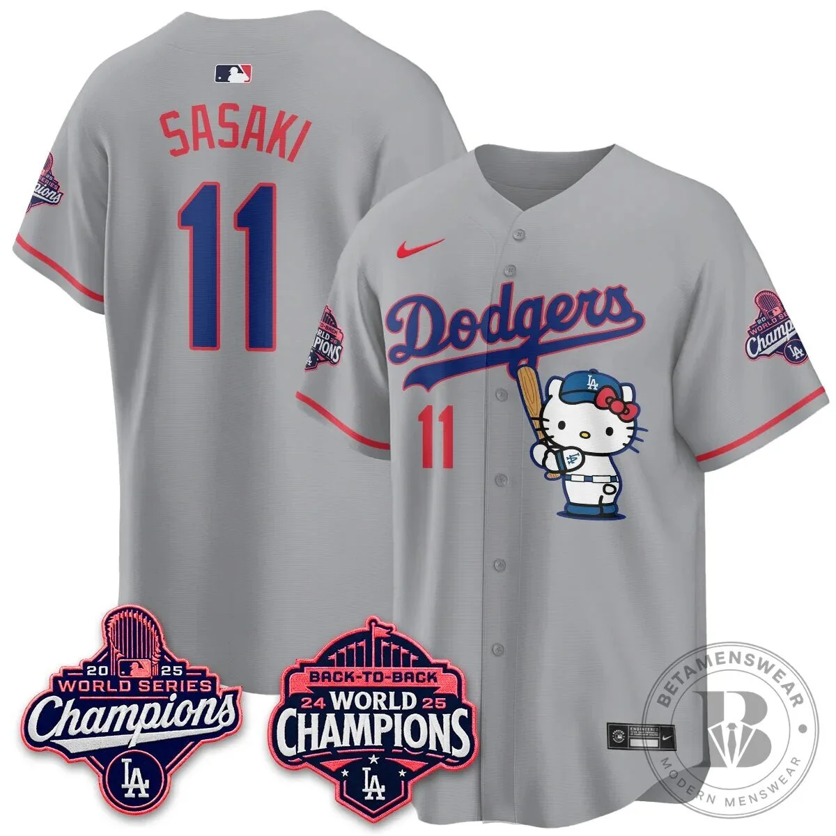 Shohei Ohtani Los Angeles Dodgers Hello Kitty 2025 World Series Champions Baseball Jersey 86 Shohei Ohtani Los Angeles Dodgers Hello Kitty 2025 World Series Champions Baseball Jersey