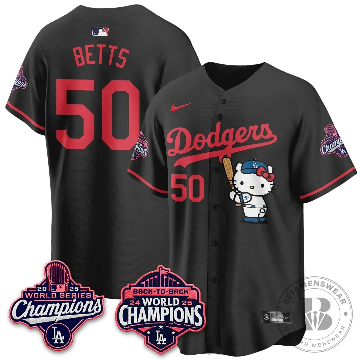 Shohei Ohtani Los Angeles Dodgers Hello Kitty 2025 World Series Champions Baseball Jersey 93 Shohei Ohtani Los Angeles Dodgers Hello Kitty 2025 World Series Champions Baseball Jersey