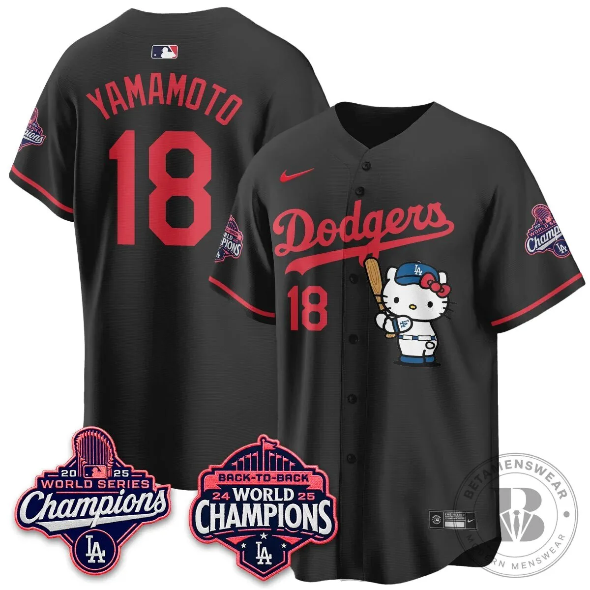 Shohei Ohtani Los Angeles Dodgers Hello Kitty 2025 World Series Champions Baseball Jersey 94 Shohei Ohtani Los Angeles Dodgers Hello Kitty 2025 World Series Champions Baseball Jersey