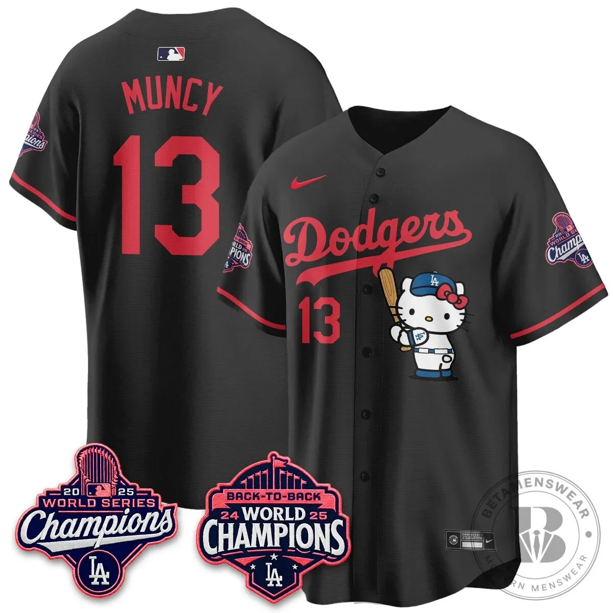 Shohei Ohtani Los Angeles Dodgers Hello Kitty 2025 World Series Champions Baseball Jersey 98 Shohei Ohtani Los Angeles Dodgers Hello Kitty 2025 World Series Champions Baseball Jersey
