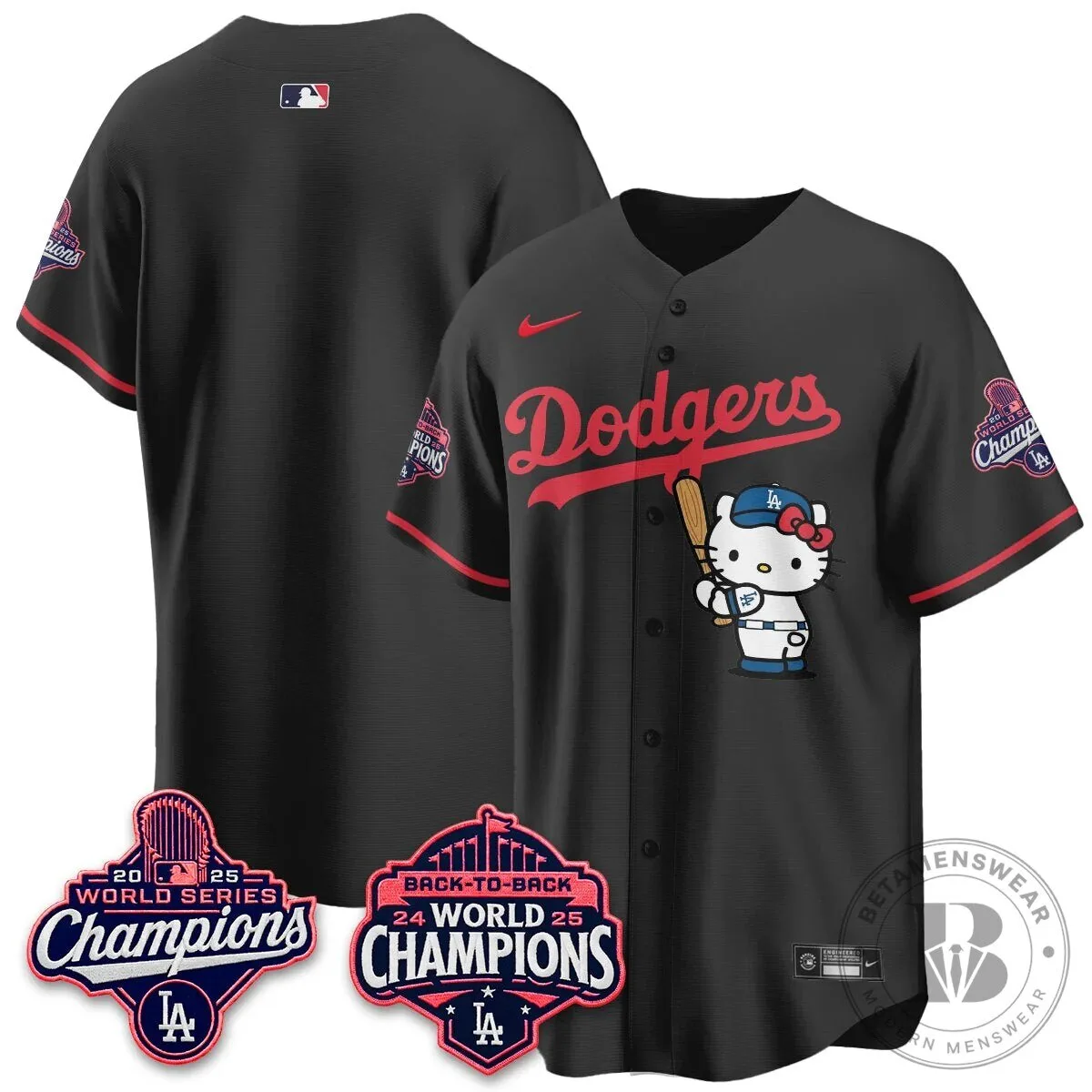 Shohei Ohtani Los Angeles Dodgers Hello Kitty 2025 World Series Champions Baseball Jersey 100 Shohei Ohtani Los Angeles Dodgers Hello Kitty 2025 World Series Champions Baseball Jersey