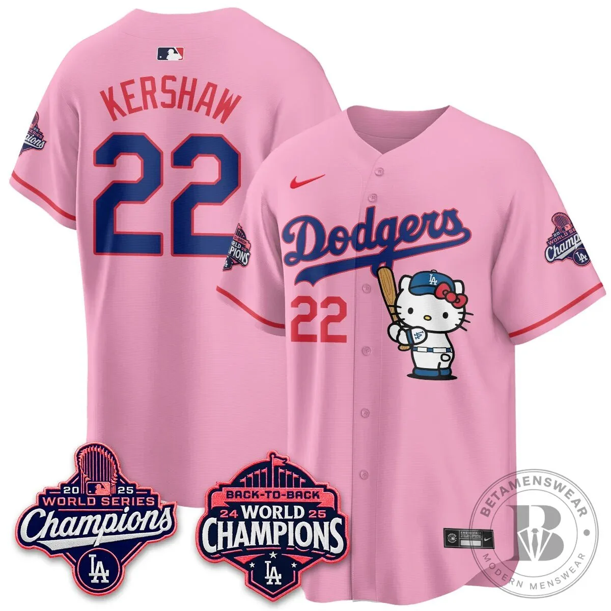 Shohei Ohtani Los Angeles Dodgers Hello Kitty 2025 World Series Champions Baseball Jersey 102 Shohei Ohtani Los Angeles Dodgers Hello Kitty 2025 World Series Champions Baseball Jersey