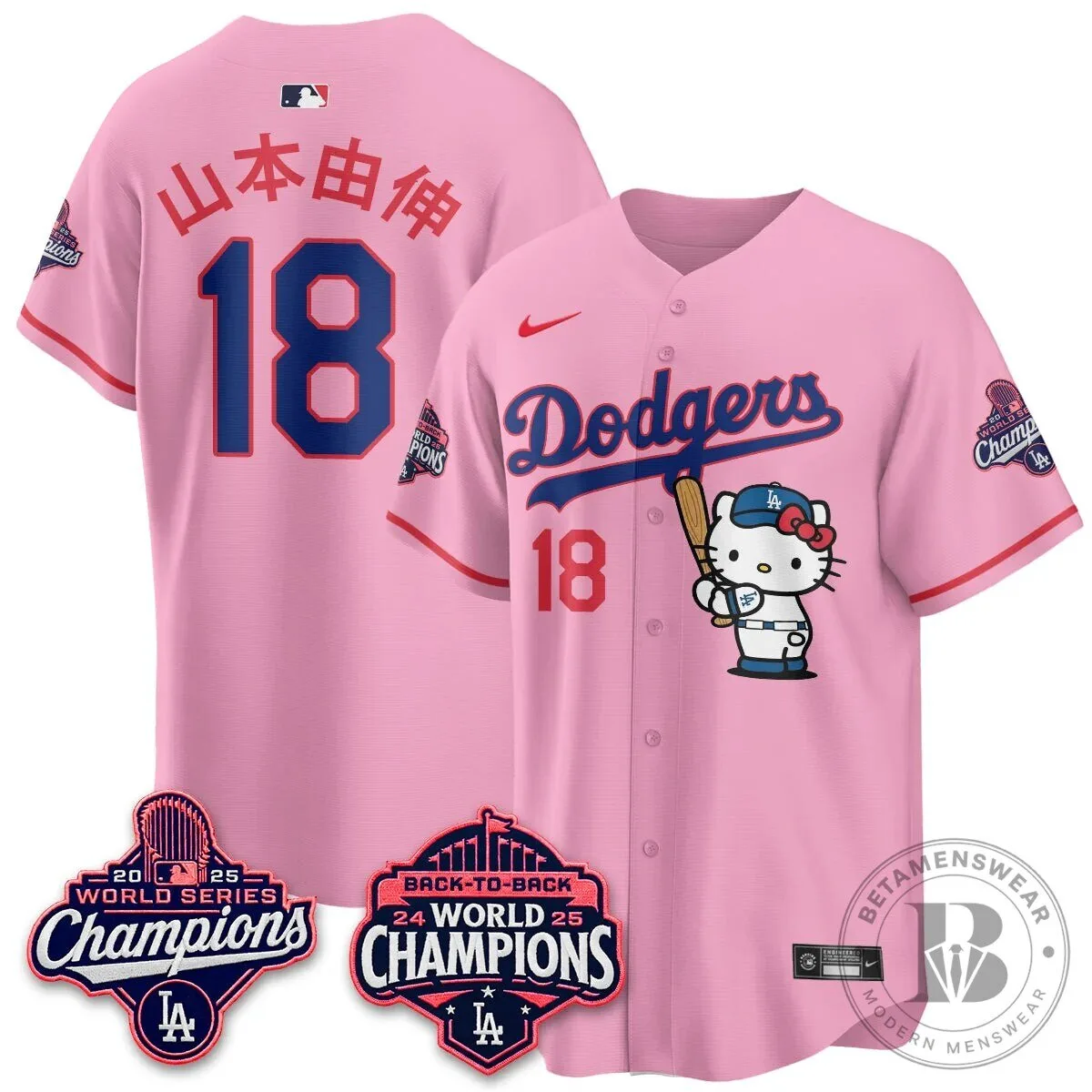 Shohei Ohtani Los Angeles Dodgers Hello Kitty 2025 World Series Champions Baseball Jersey 106 Shohei Ohtani Los Angeles Dodgers Hello Kitty 2025 World Series Champions Baseball Jersey