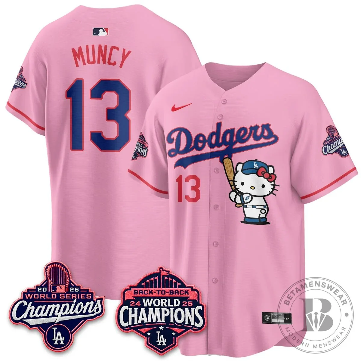 Shohei Ohtani Los Angeles Dodgers Hello Kitty 2025 World Series Champions Baseball Jersey 109 Shohei Ohtani Los Angeles Dodgers Hello Kitty 2025 World Series Champions Baseball Jersey