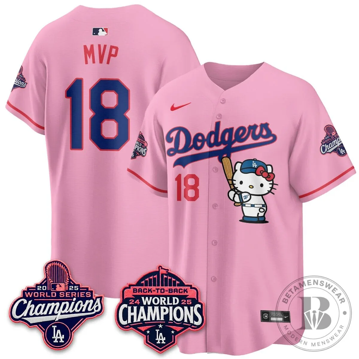 Shohei Ohtani Los Angeles Dodgers Hello Kitty 2025 World Series Champions Baseball Jersey 110 Shohei Ohtani Los Angeles Dodgers Hello Kitty 2025 World Series Champions Baseball Jersey