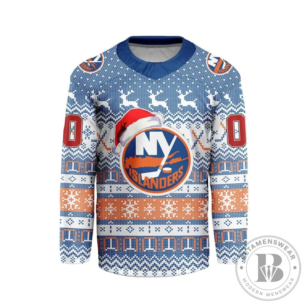 New York Islanders Personalized Christmas Ugly Sweater Hockey Jersey