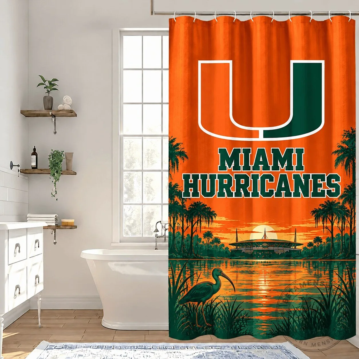 Miami Hurricanes Football Team Sunset Shower Curtain