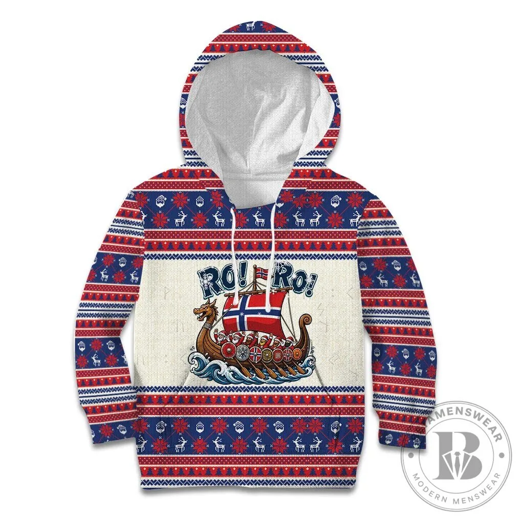 Norway Christmas Viking Santa Claus Ro Ro Holiday Nordic Pattern Hoodie