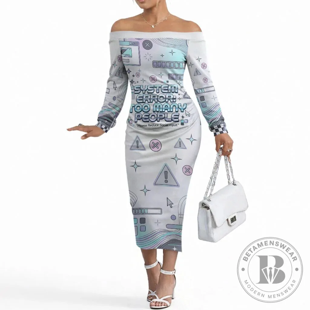 System Error Too Many People Off The Shoulder Long Sleeve Dress