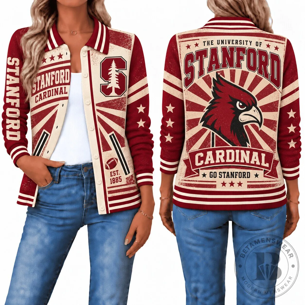 Stanford Cardinal University Retro Style Varsity Jacket
