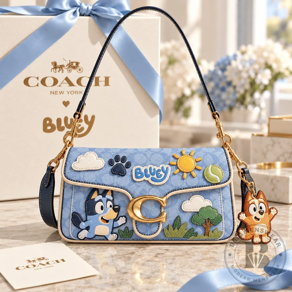 Bluey Coach New York Signature Canvas Shoulder Bag with Charm Bluey Coach New York Signature Canvas Shoulder Bag with Charm