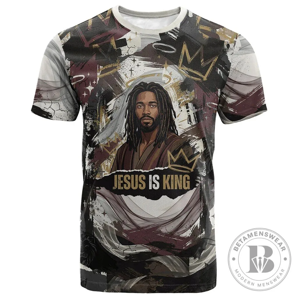 Jesus Is King Lion Of Judah Christian Religious Faith Crown All Over Print T-Shirt