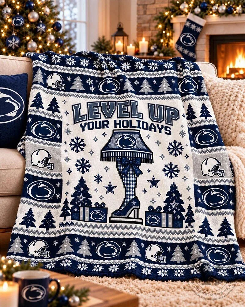 Penn State Nittany Lions Level Up Your Holidays Christmas Flannel Blanket