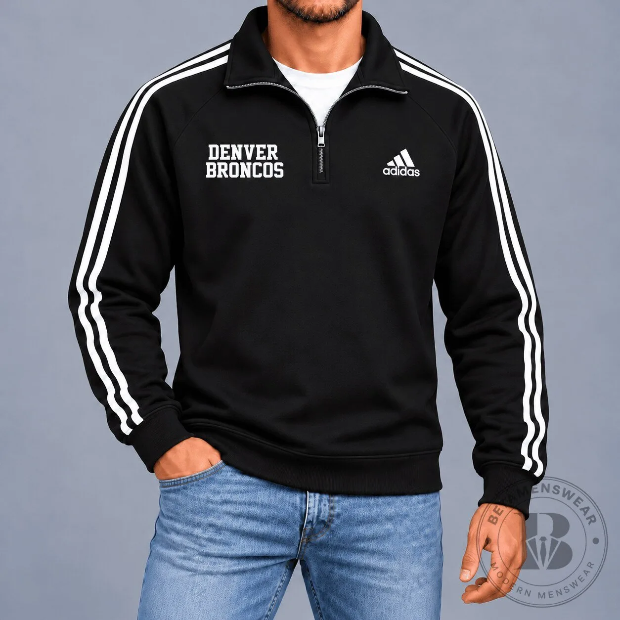 Denver Broncos Adidas Quarter-Zip Sweatshirt