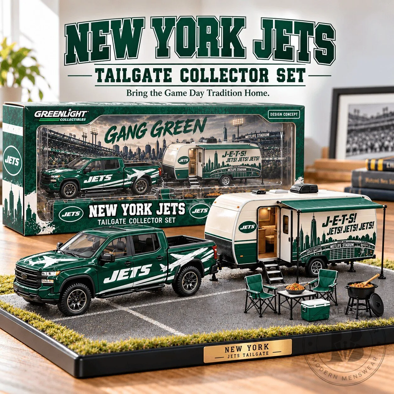 New York Jets Tailgate Collector Set Diecast Model Truck and Trailer